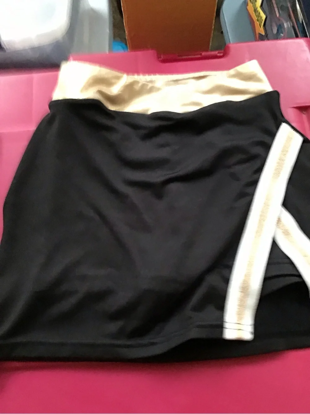 Justice Black Top with Shimmery Gold Sleeves 7/8 and skirt 5/6